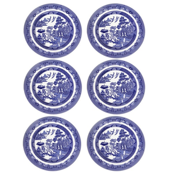 Darthome Set of 6 Blue Willow Dinner Plates 27cm Blue