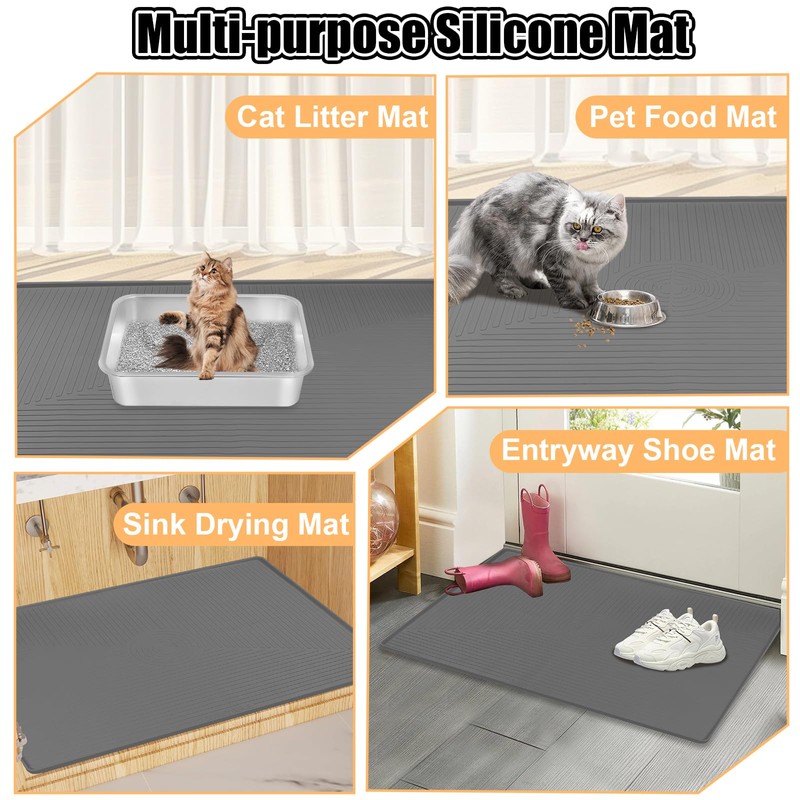 Silicone Cat Litter Mat 50" x 36" Cat Mat for