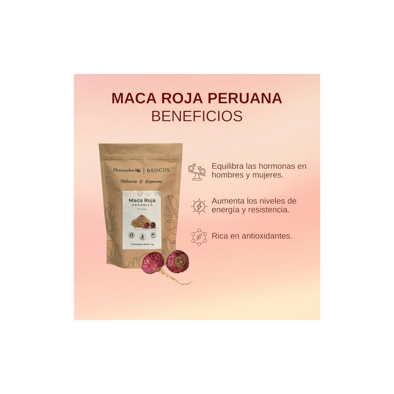 Maca Roja Orgánica, 1 kg, Peruana 100% Pura
