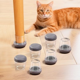 Chair Leg Floor Protectors for Hardwood Floors and Carpet - No More Cat & Dog Hair Tangles! No Scratches & No Noise, Clear Silicone Caps for Wood Tile Floors, 16 Pcs Large Fit 1" ~ 1-1/8" (25~30mm)