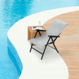 JEMIDI Terry Cloth Protective Cover Garden Chair – 100% Cotton Cover – Sun Lounger Towel – Cushion Cover Terry Cloth Cover with Hood Flap Machine Washable