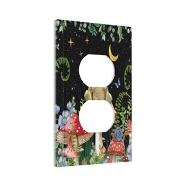 Mushroom Boho Moon Stars Aesthetic Floral Funny Frog Duplex Outlet Covers Decorative Single Light Switch Covers Electrical Receptacle Wall Plate Plug Switchplate Dimmer for Home Decor