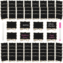 80 Pack Mini Chalkboard Signs with Easel Stand,Food Labels for Party Buffet with Two Pens,Suitable for Graduation Parties, Wedding Celebration Name/Place Cards, Restaurant Food Labels
