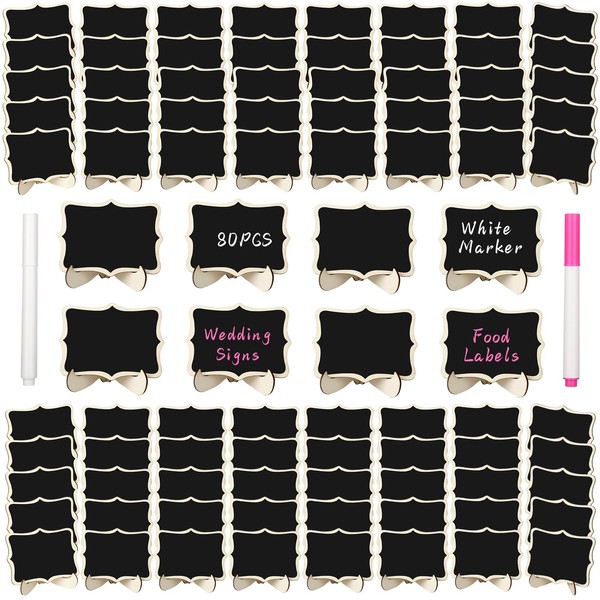 80 Pack Mini Chalkboard Signs with Easel Stand,Food Labels for