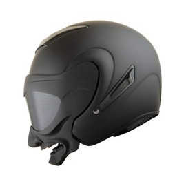 1Storm Motorcycle Open Face Fiber Glass Dual Visor Helmet Scooter Classical Knight Bike Samurai Matt Black + One Extra Clear Shield