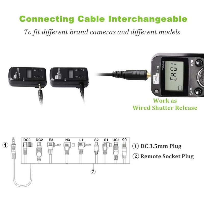 Pixel TW-283 S2 Camera Shutter Release Remote Control Timer Intervalometer