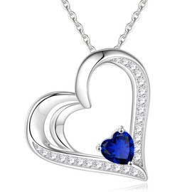 GLIVEOR Heart Necklace Gifts for Women,Sterling Silver Birthstone Necklace Birthday Gifts for Women Anniversary Birthday Necklace for Women Jewelry Gifts for Wife September Birthstone Necklace