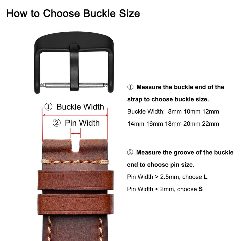 WOCCI 20mm Replacement Buckle for Watch Strap, Large Pin Hole
