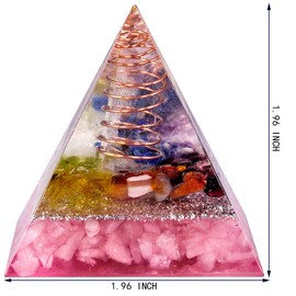 mookaitedecor Rose Quartz Rock Crystal Pyramid, Healing Stone Energy Pyramids for EMF Protection Fengshui Ornament Chakra Reiki 50mm