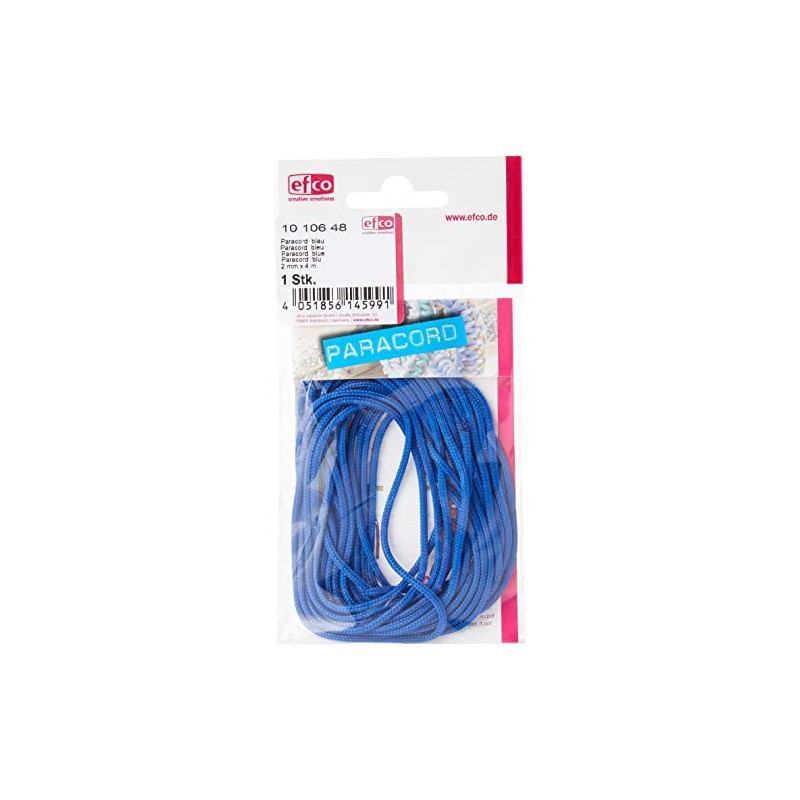 Efco Paracord Rope, Polyester blend, Blue, 2 mm x 4