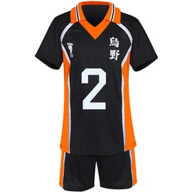 Gurbanton Anime Costume Jersey Karasuno High School Volleyball Uniform Cosplay Shirt Shorts (2-Sugawara Koushi, Large)