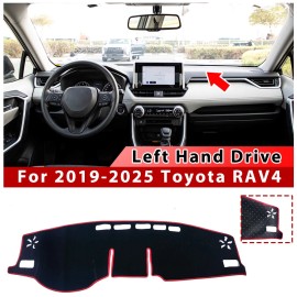 ZTT For 2018-2025 Toyota RAV4 Non-Slip Red Poly Carpet Dash Dashboard Mat UV Cover
