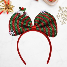 perfeclan Weihnachtsschleifen-Stirnband, Haarreif mit Schleife, Weihnachts-Haarreif für Frauen und Mädchen, Cosplay-Party, Schulveranstaltungen, Rot Grün Streifen