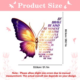 Large Colorful Inspirational Wall Decals Quotes Vinyl Butterfly Wall Art Stickers Motivational Phrase Positive Saying Wall Decals for Kids Girls Classroom Playroom Woman Bedroom (Colorful)