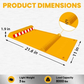 HOXWELL 2 Pack Parking Mats for Garage Floors, 21.6" x 11" x 1.9" Heavy Duty Garage Car Parking Mat with High Visibility, Wheel Stops for Car Truck Indoor Outdoor, Yellow