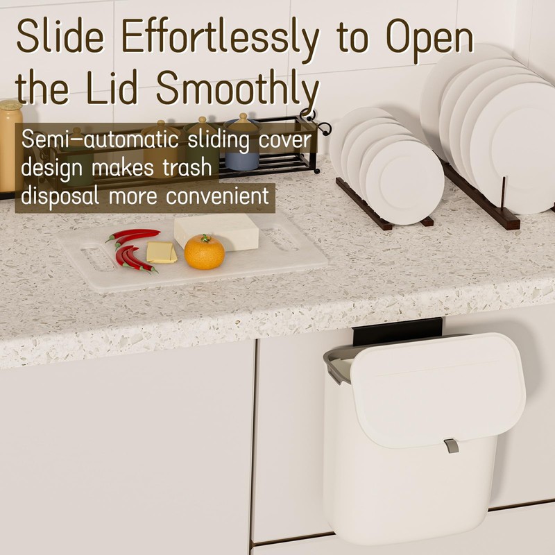LYNLOO 2.4 Gallon Kitchen Compost Bin Hanging Small Trash Can