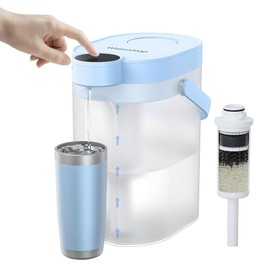 Waterdrop FreshTaste Electric Water Filter Pitcher, Rechargeable Powerful Dispenser, 17-Cup Instant Countertop Purifier, Reduce Chlorine, Lead, Copper, Purify, Soften Water, Blue, Does not Lower TDS