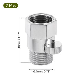 uxcell Water Flow Control Valve, 2 PCS Shower Head Shut Off Valve, Brass Water Pressure Regulator for Shower Head or Bidet Spray (Silver)