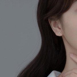 Reffeer 925 Sterling Silver Letter X Studs Earrings for Women Teens Girls X Earrings Studs Piercing Earrings (A-Silver)