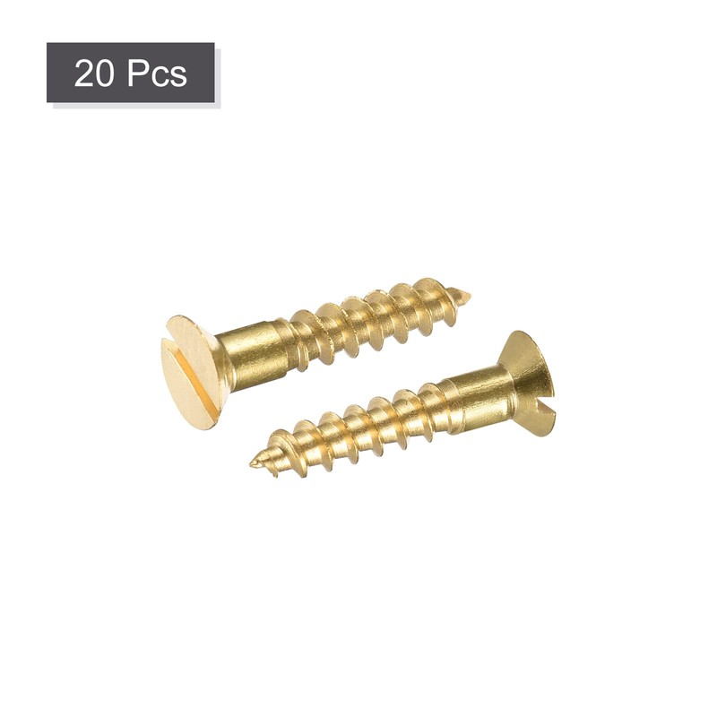 sourcing map Wood Screws M5 x 25mm Slotted Flat Head