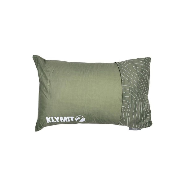 Klymit Drift Camping Pillow, Shredded Memory Foam Travel Pillow with Reversible Cover for Outdoor Use, Green, Regular