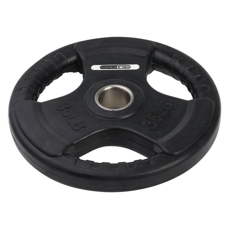 HolaHatha 35-Pound Olympic Rubber Coated Solid Cast Iron Weight Plate