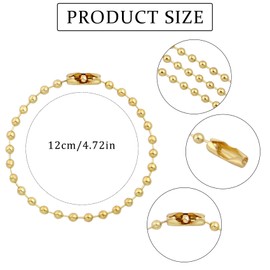 Forise 100Pcs Ball Beads Chain Bulk,Gold Keychain Rings Metal Chain,4.72 Inch Dog Tag Metal Small Chain with Connectors for Hanging Decoration