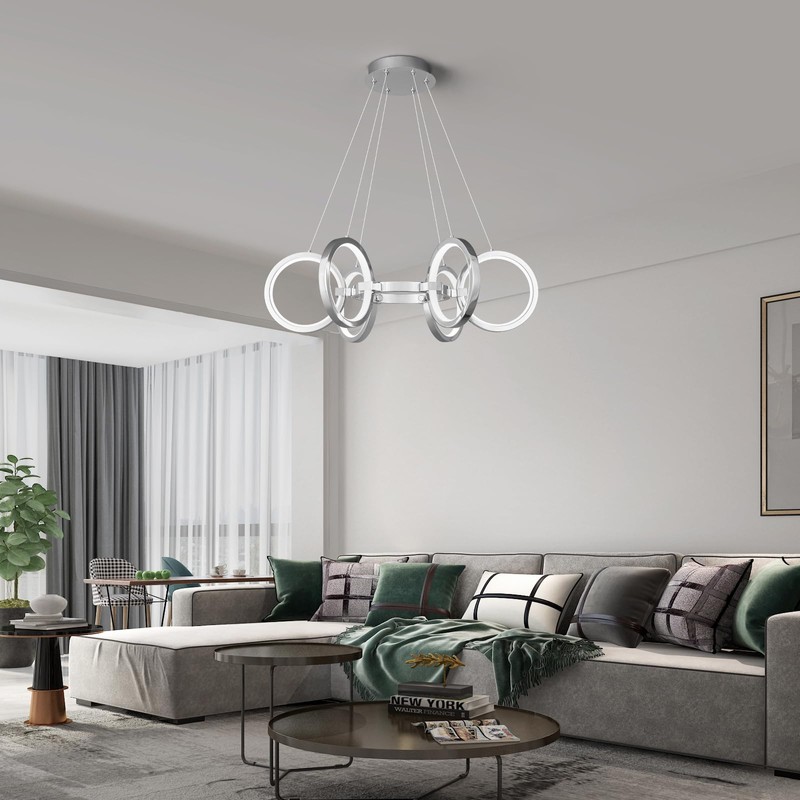 FDPBY Modern LED Chandelier Dimmable Round Pendant Light Fixtures 6
