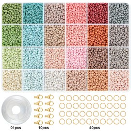 Pskfvre 4000 pcs Pony Beads Set, 24Color DIY Beads for Friendship Jewelry Making, Round Beads with Charm and Elastic Strings, Friendship Bracelets Holiday Gifts for Girls Adults
