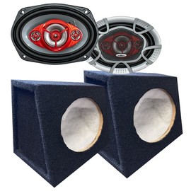 SoundXtreme 6x9 4-Way 520 Watts Coaxial Car Speakers + 2X Audiotek 6x9 Car Truck Van Speaker Box