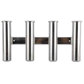 YaeMarine Fishing Rod Holder 316 Stainless Steel Fishing Rod Rack 3Tube/4Tube/5Tube/6Tube Mirror Finish for Marine Boat Yacht Camper (4 Tube)