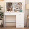 Yamissi Vanity White Makeup Table Set Dressing Desk With 11