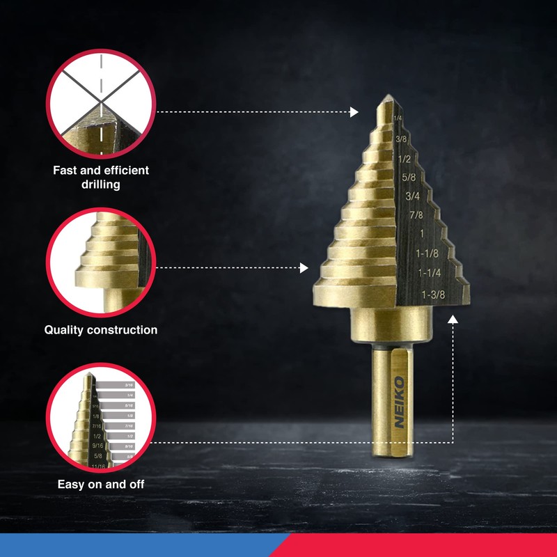 NEIKO 10169A Step Drill Bit Set and Automatic Center Punch