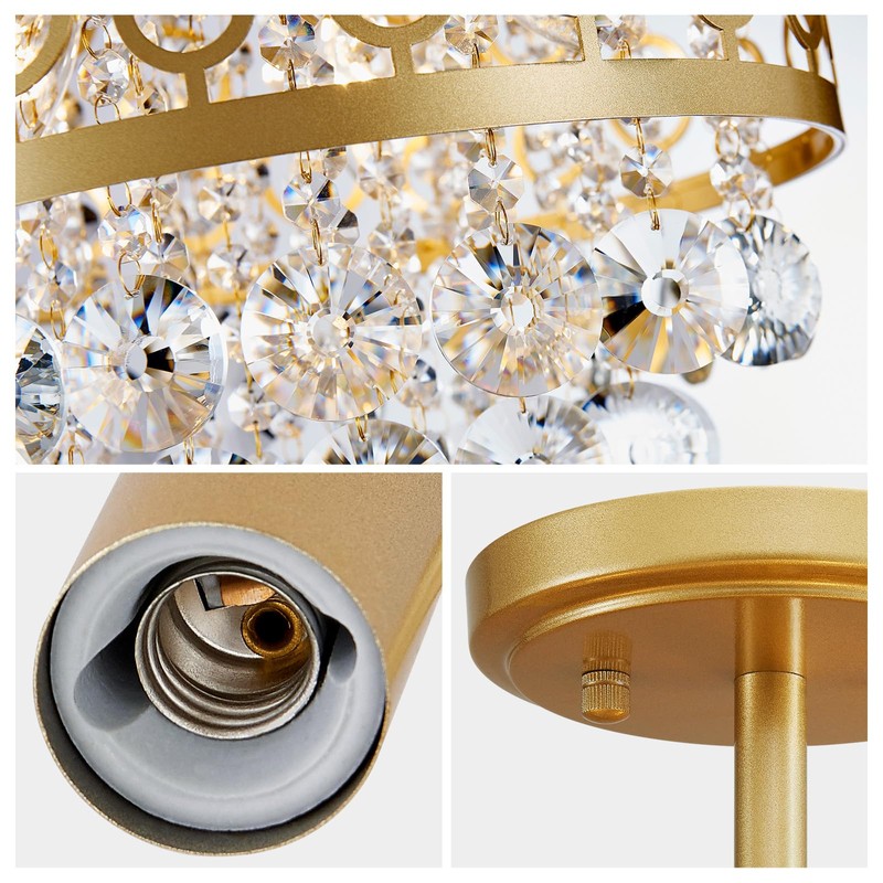 WUZUPS Crystal Drum Chandelier Flushmount Ceiling Light Modern Lighting Fixture