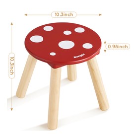 Beright Wooden Step Stool for Kids, Children's Stool Perfect Matched Sensory Table, 9 Inch Sturdy Sitting Stool with Assembled Four-Legged, Mushroom, 1 Pack