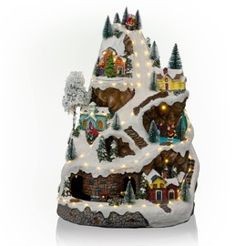 Alpine Corporation 18" H Indoor Animated Winter Wonderland Set with LED Lights and Music