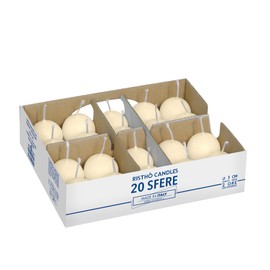 Cereria di Giorgio - 20 Candele Sfera - Colore Avorio - Diametro 3 cm - Durata 2 Ore