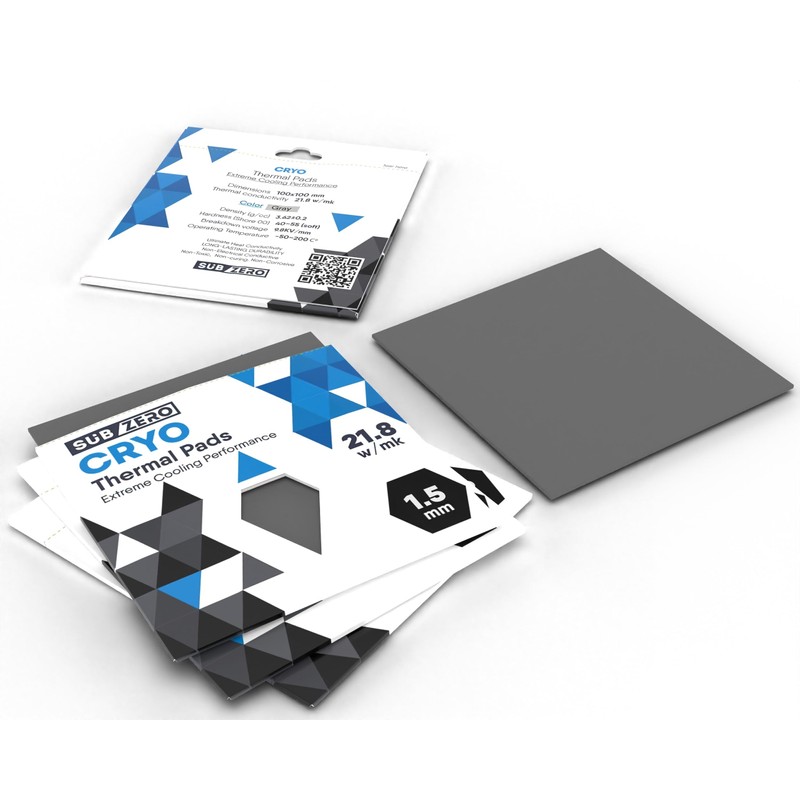 subZero CRYO 21.8w/mk Thermal Pad, 100x100mm, Super Soft Thermal Compound,