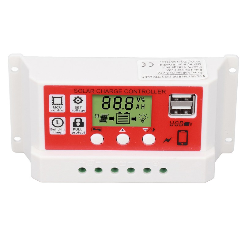 Solar Charge Controller PWM Lithium Battery Photovoltaic Charge Regulator LCD