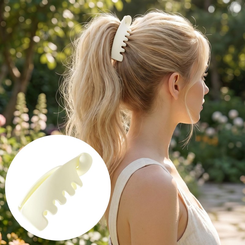 SmallCat 4 Pcs Small Banana Clip, Coffee, White, Khaki and
