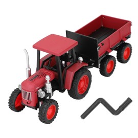 Vintage Tractor Toy for Kids 4 Wheel Trailer Model Vehicle Ornament for Daily Entertainment Or Desk Decoration Red