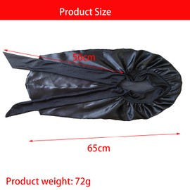 syiyunran Satin Hair Cap, Silk Bonnet, Black, 1 Piece, for Sleeping, Silk, Long Hair, Soft and Comfortable Sleep Cap, Sleep Cap, Hair Protect, Sleep Cap for the Night, black
