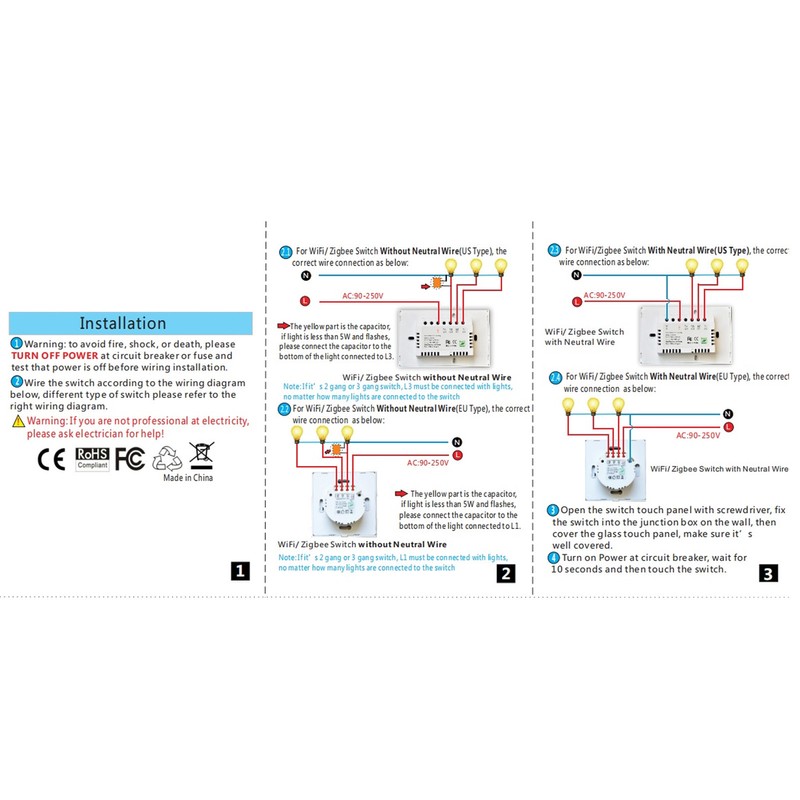 Smart Switch Wifi Wireless Touch Switch APP Remote Control British