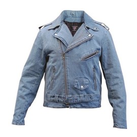 Allstate Leather Men's AL2953 Basic Motorcycle Jacket 14 oz. X-Large Blue Denim