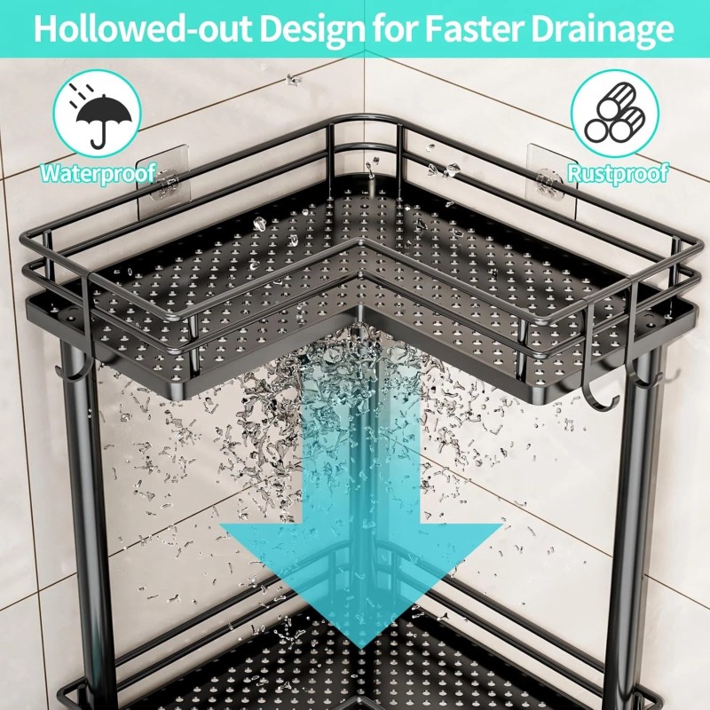 HapiRm Corner Shower Caddy Standing - 3 Tier Organizer 3-tier,