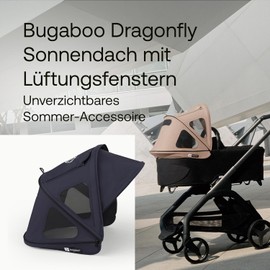 Bugaboo Dragonfly Sonnendach mit Lüftungsfenstern, ausziehbar für zusätzlichen und optimalen Sonnenschutz, wasserabweisend, Deep Indigo