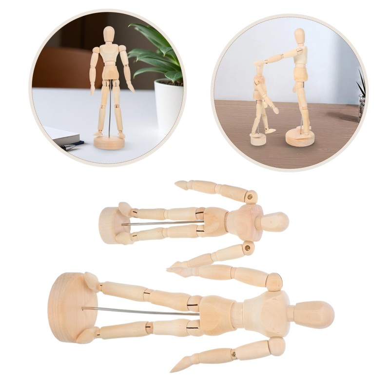 Operitacx 2pcs Wooden Artist Mannequin Articulated Joints for Realistic Posing