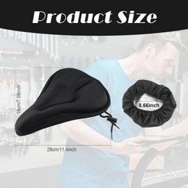 strrng Bike Seat Cushion,Black Soft and Comfortable Bike Seat Cover,Water Dust Resistant Bikes Saddle Cushion,Gel Seats Cover for Men Women,Compatible with Indoor and Outdoor Bicycles.(Black)