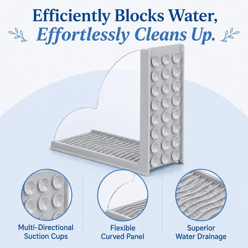 Splash Guard for Bathtub, 2-Piece Shower Splash Guard with Clear