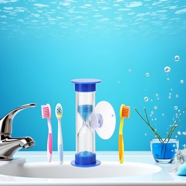 Tustao 2 Minute Sand Timer for Kids, Blue Toothbrush Timer for Kids 2mins / 3mins Sand Clock Timer Plastic Suction Cup Hourglass Sandglass Desktop Ornament Party Favors